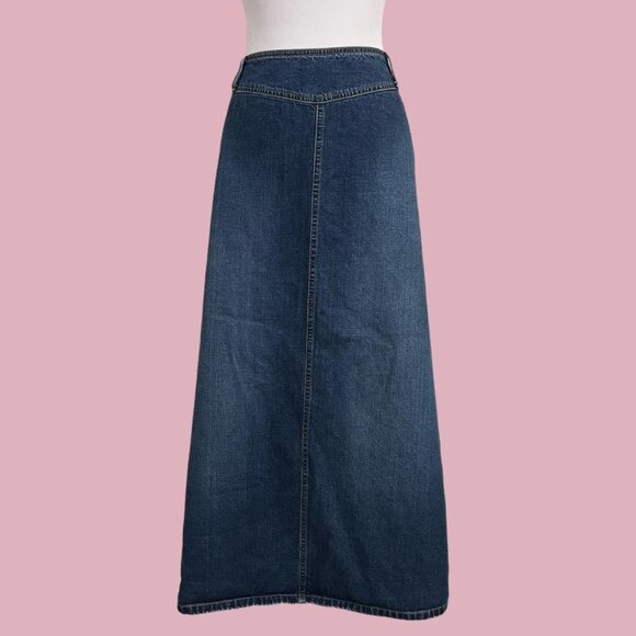 y2k denim plus size preppy girly long jean skirt - Picture 1 of 8